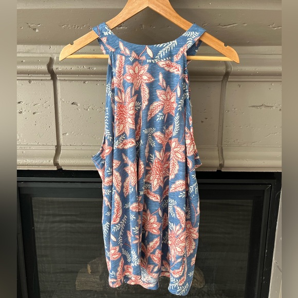 Rachel Zoe Linen Fresh Halter Top Blue Red White Floral Lightweight Vacation 1X - Picture 4 of 5